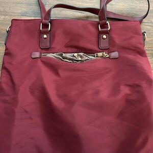 Elegant Nylon Burgundy Tote Bag